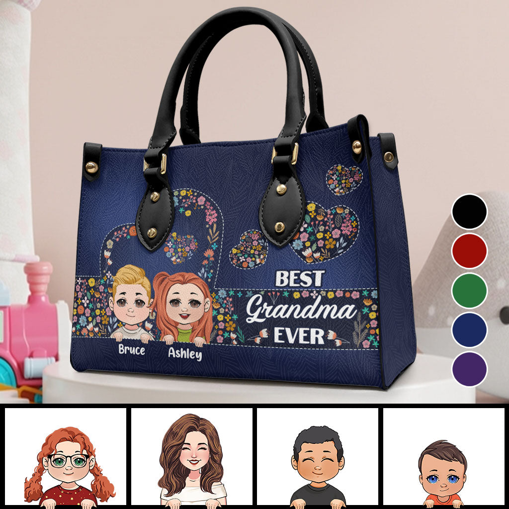Meilleure grand-mère du monde - Sac à main en cuir personnalisé pour grand-mère