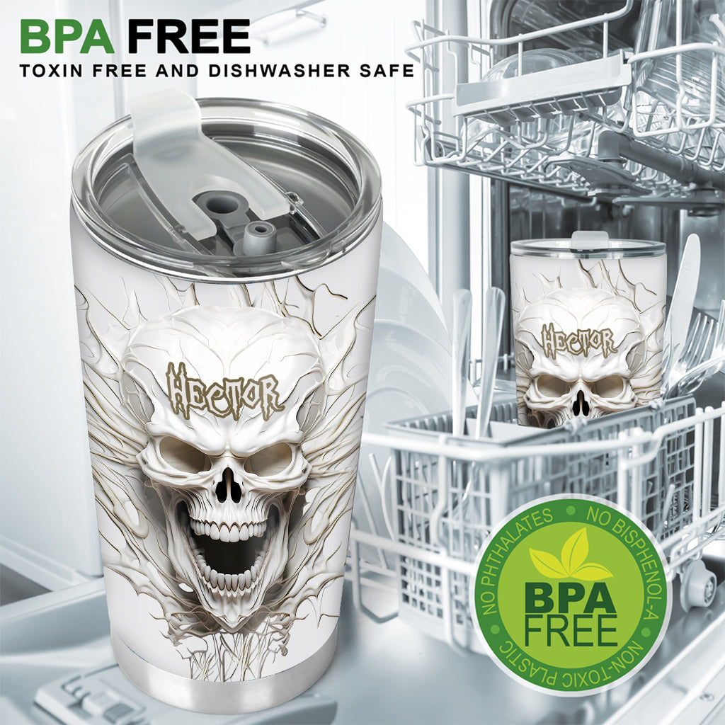 White Skull - Personalized Skull Tumbler