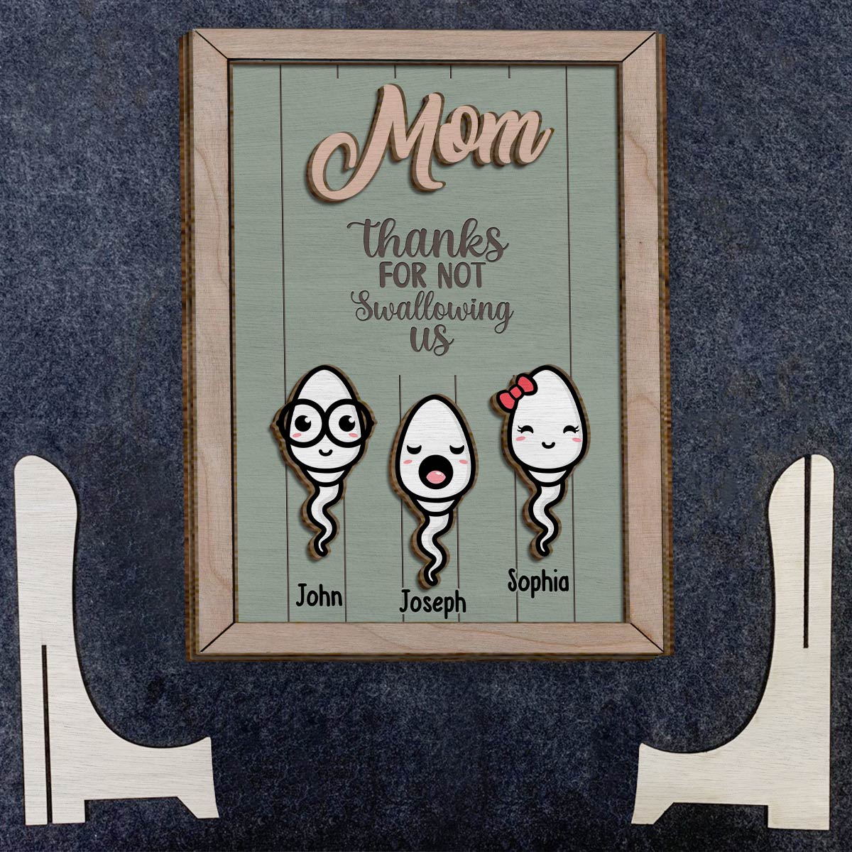 Thanks For Not Swallowing Funny - Personalized Mother 2 Layered Wood Sign / Wood Plaque