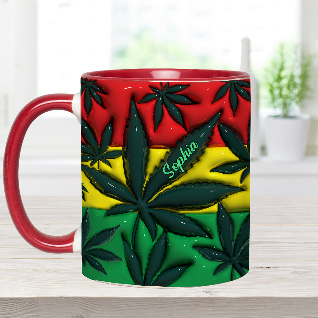 Aufblasbares Zauberblatt Rot Gelb Grün - Personalisierter Becher mit Cannabis-Akzent