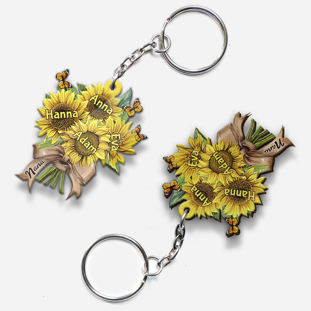 Grandma's Mom's Sunflowers - Personalized Grandma Keychain
