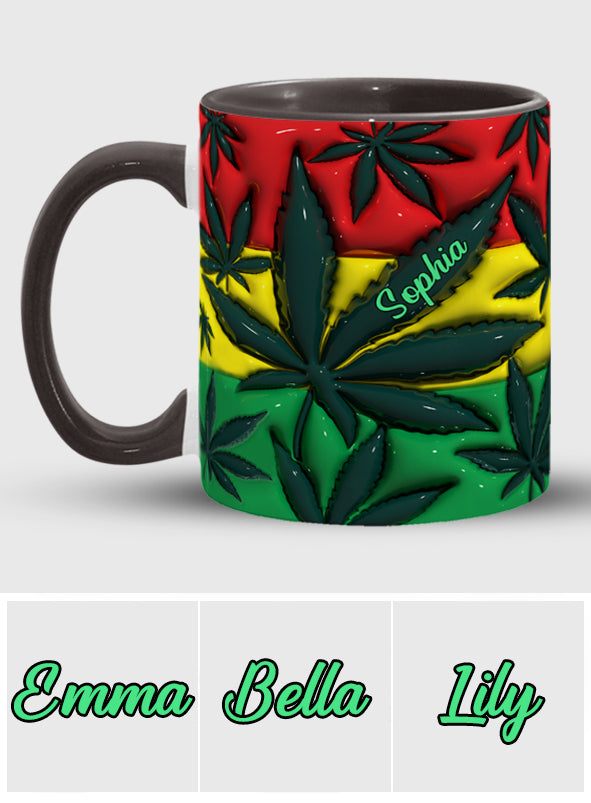 Aufblasbares Zauberblatt Rot Gelb Grün - Personalisierter Becher mit Cannabis-Akzent
