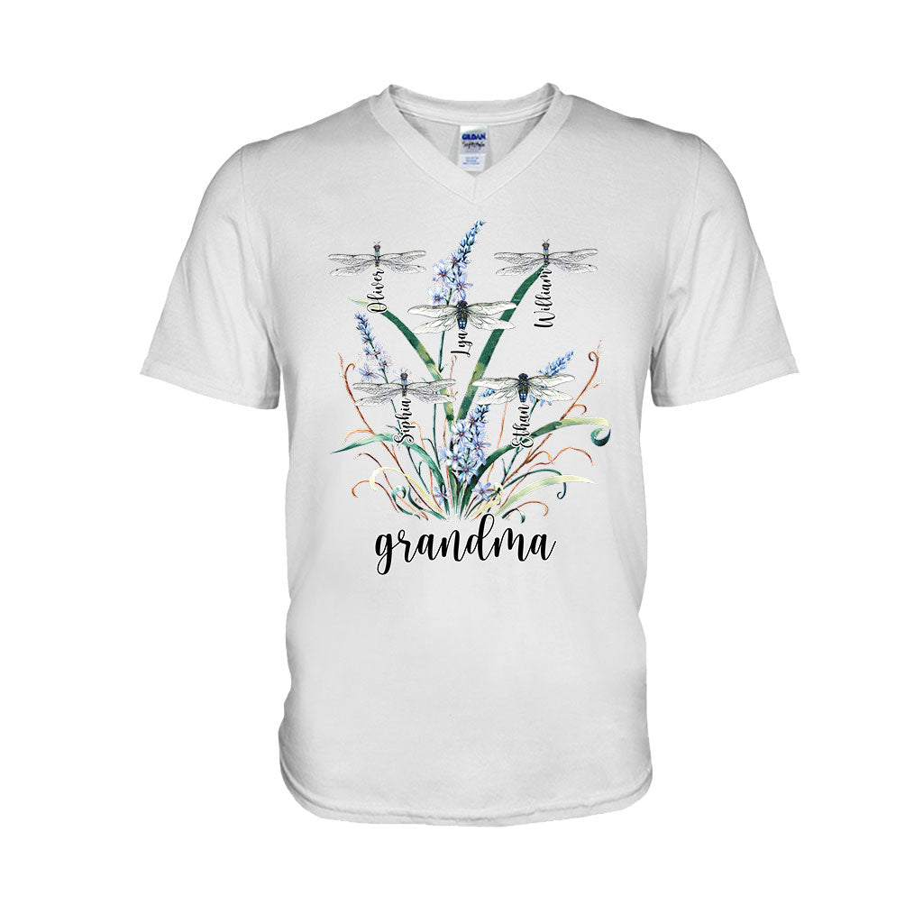 Grandma Mother Dragonfly - Personalized Grandma T-shirt And Hoodie