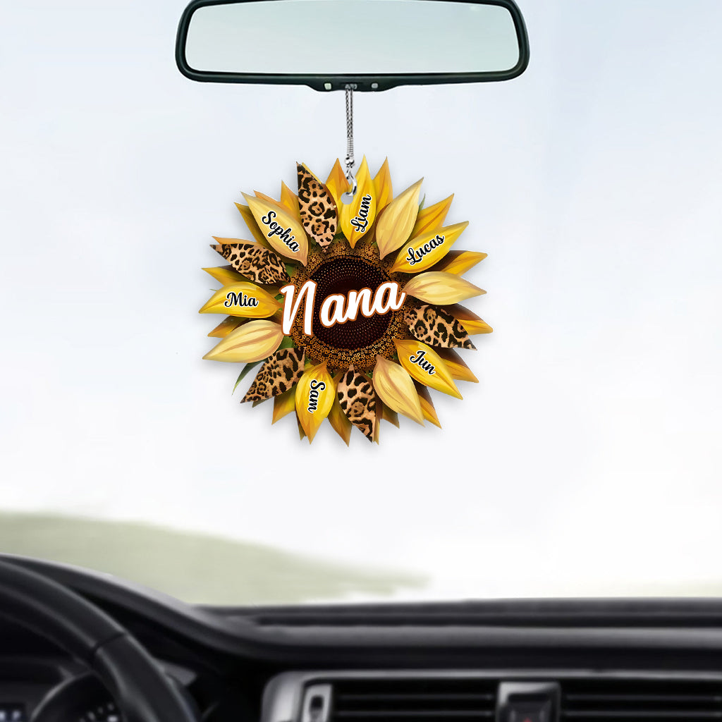Nana Mom Auntie Family Sunflower - Personalized Grandma Car Ornament