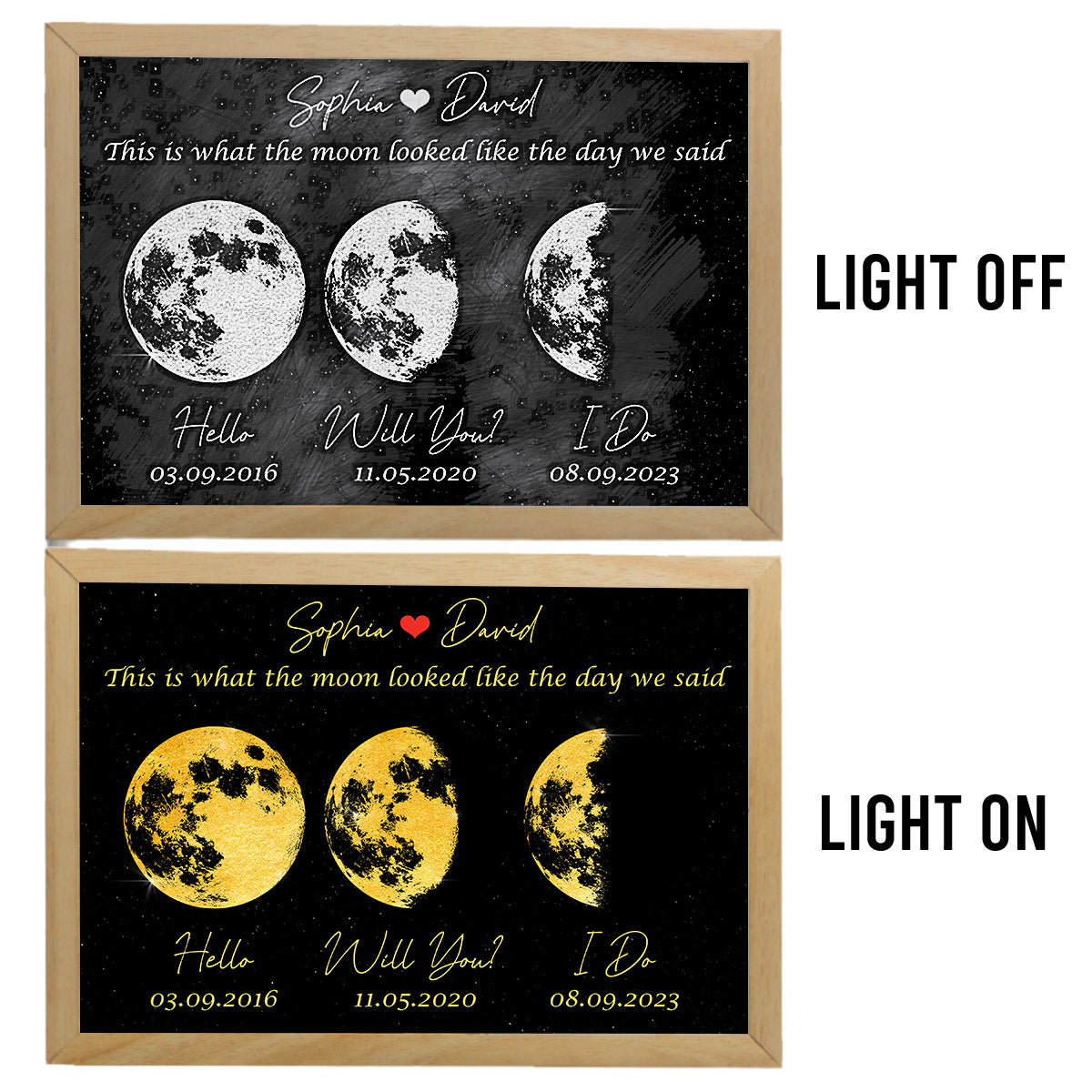 The Moon Look Like This - Personalized Couple Light Photo Frame