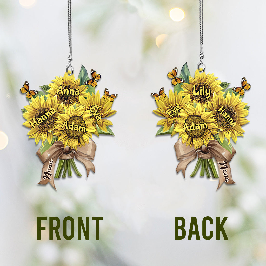 Grandma's Mom's Sunflowers - Personalized Grandma Car Ornament