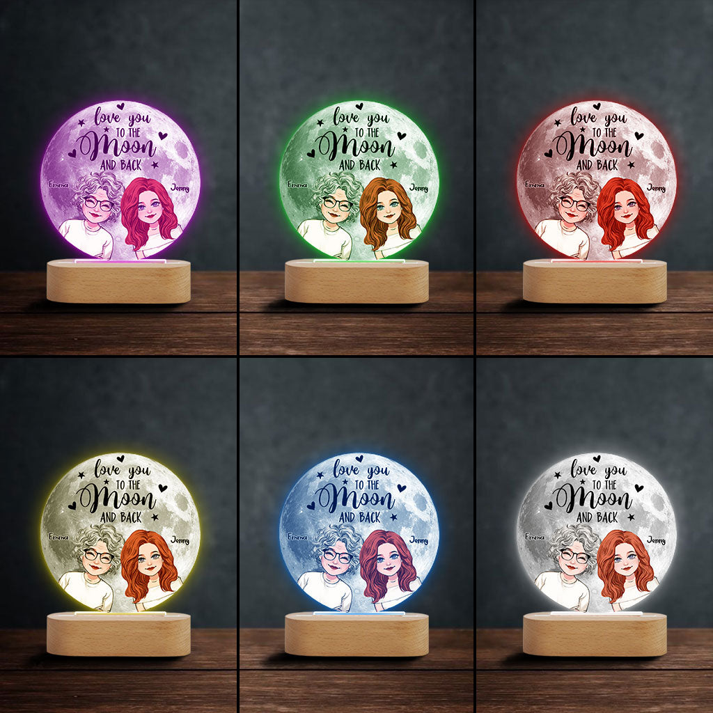 Love You To The Moon & Back - Personalized Mother Shaped Plaque Light Base