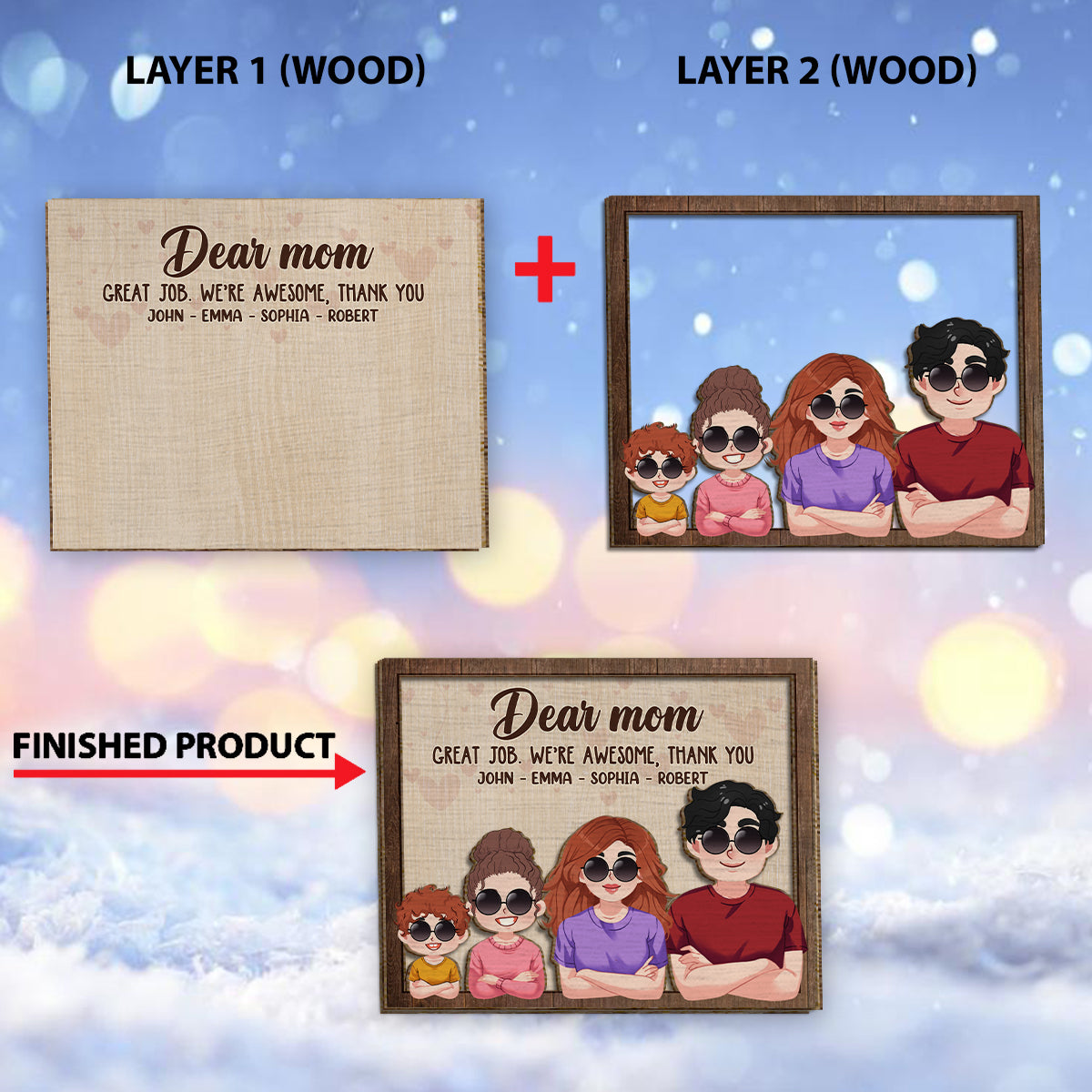 Dear Mom Dad Great Job We're Awesome Thank You - Personalized Mother 2 Layered Wood Sign / Wood Plaque