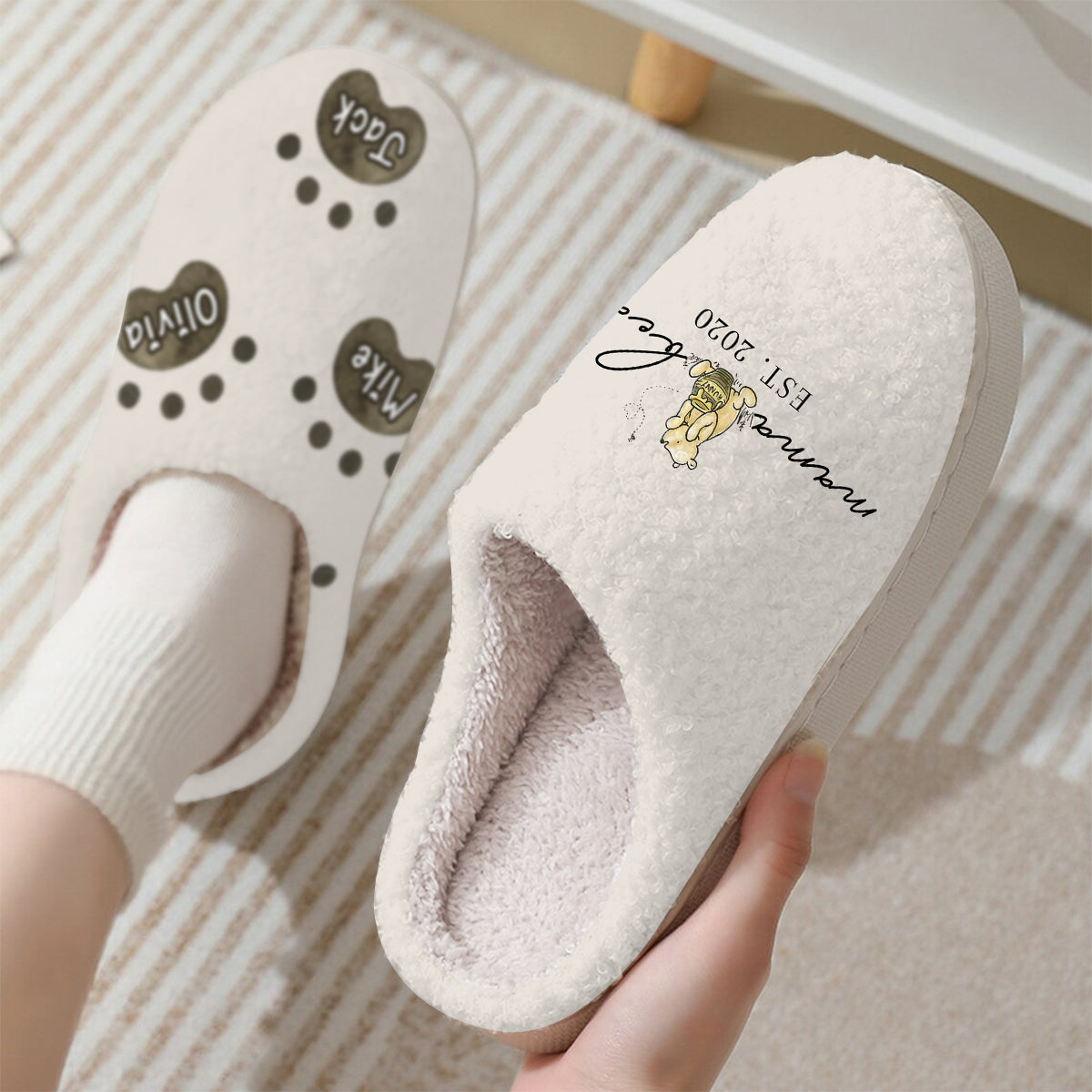 Mama Bear Est. - Personalized Mother Slippers