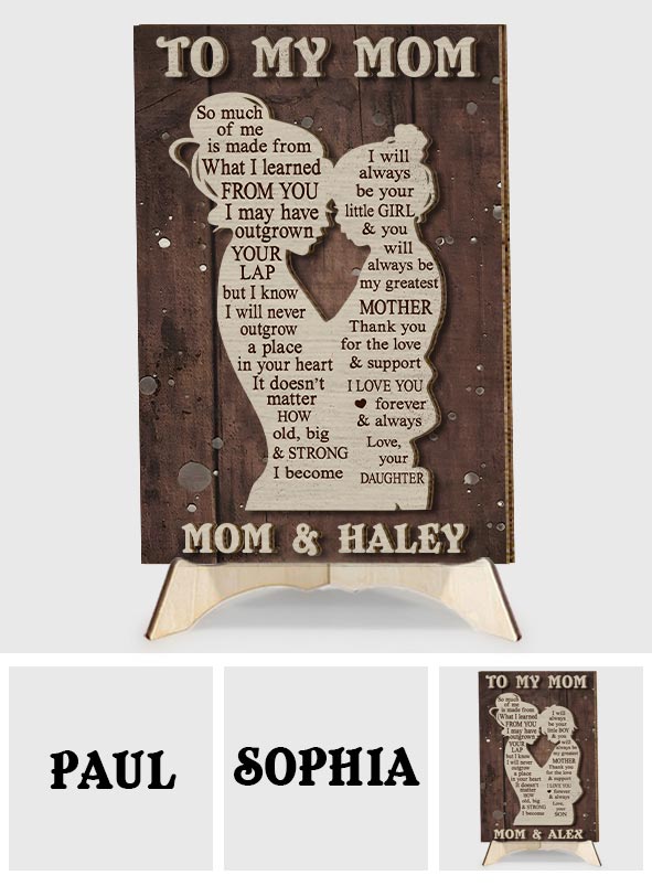 To My Mom Mother And Kid Silhouette - Personalized Mother 2 Layered Wood Sign / Wood Plaque