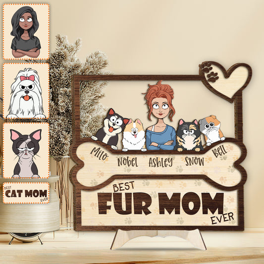 Meilleur papa et maman de chien au monde - Plaque en bois personnalisée à 2 couches