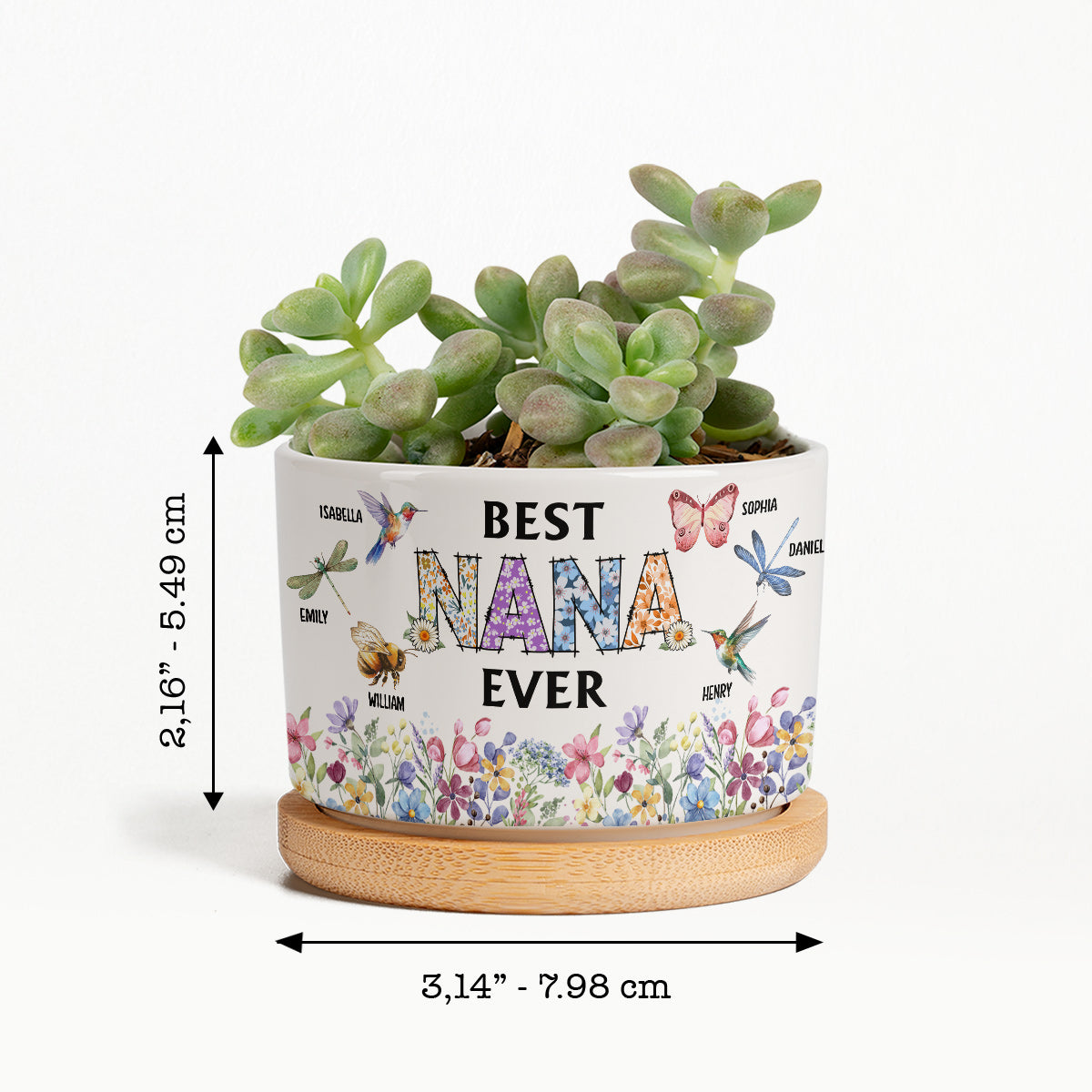Best Mom Nana Ever - Personalized Grandma Ceramic Plant Pot