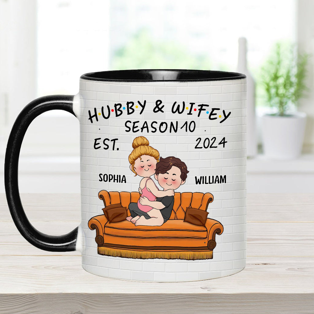 Hubby & Wifey - Personalized Husband And Wife Accent Mug