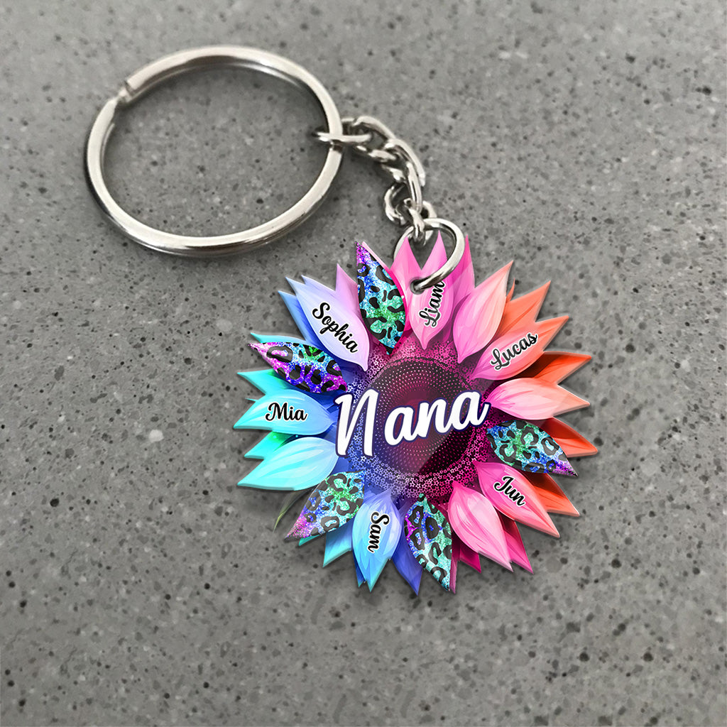 Grandma Mom Sunflower - Personalized Grandma Keychain