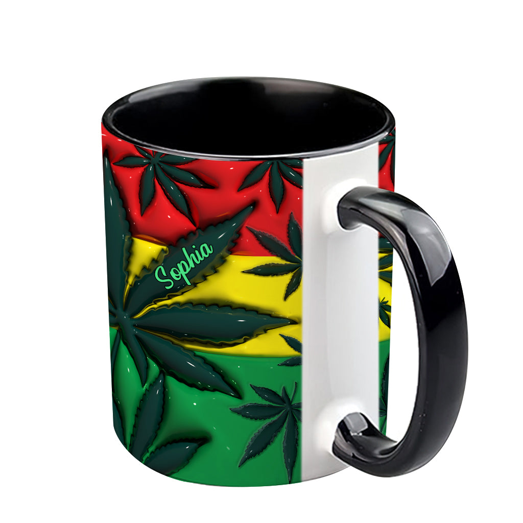 Aufblasbares Zauberblatt Rot Gelb Grün - Personalisierter Becher mit Cannabis-Akzent