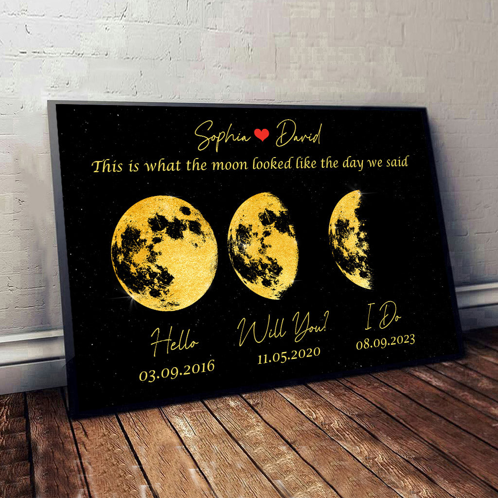 The Moon Look Like This - Personalized Couple Canvas And Poster