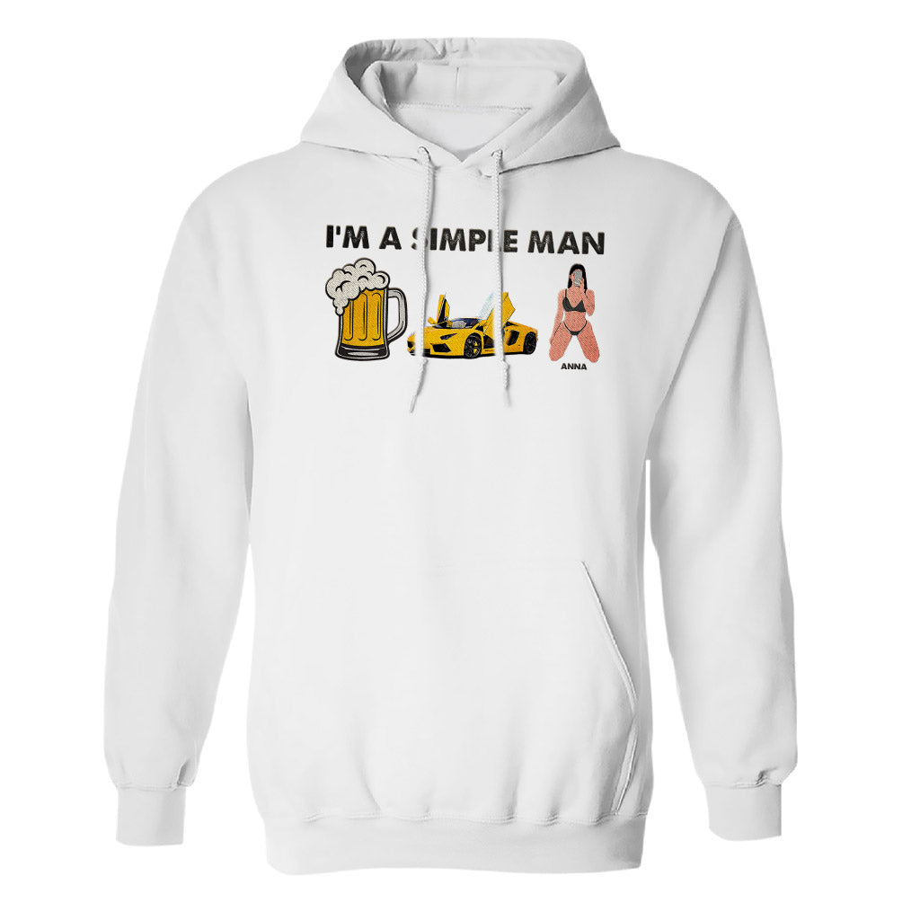 I'm A Simple Man - Personalized Couple Embroidered Hoodie