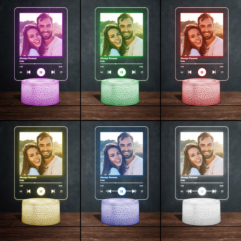 Any Photo And Favorite Song - Personalized Couple Shaped Plaque Light Base