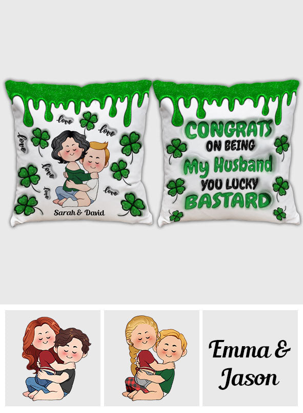 Congrats On Being My Husband - Personalized Husband And Wife Throw Pillow