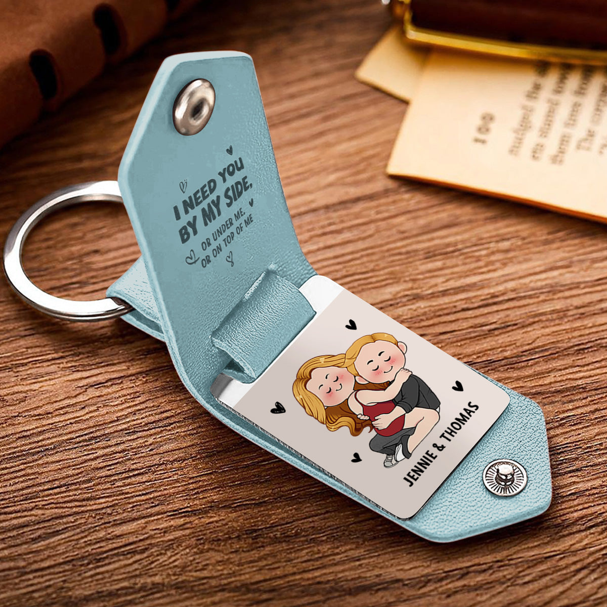 Drive Safe I Need You - Personalized Couple Leather Photo Keychain