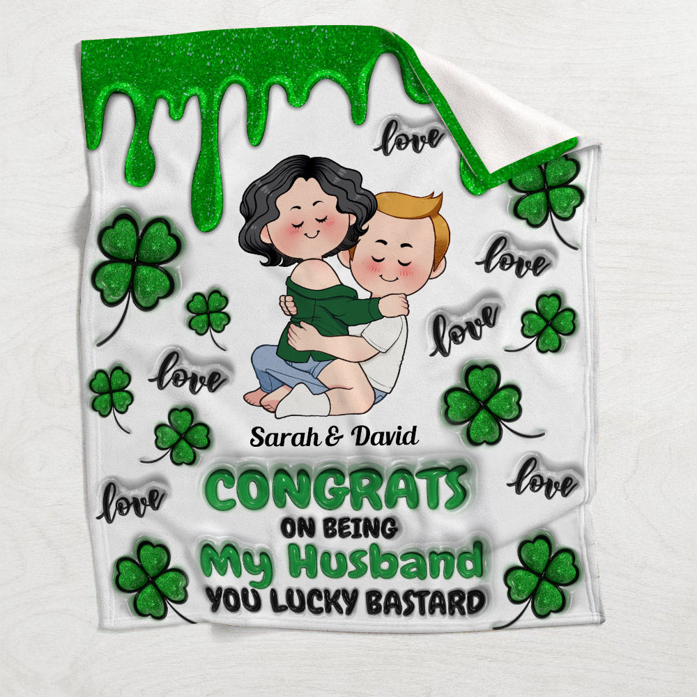 Congrats On Being My Husband - Personalized Husband And Wife Blanket