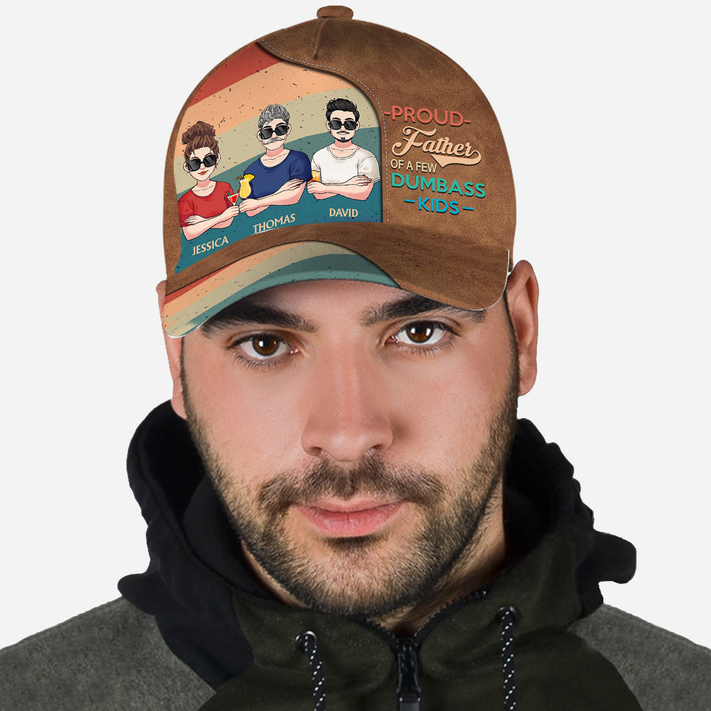 Proud Father Mother Grandma Grandpa Of A Few Kids - Personalized Father Classic Cap