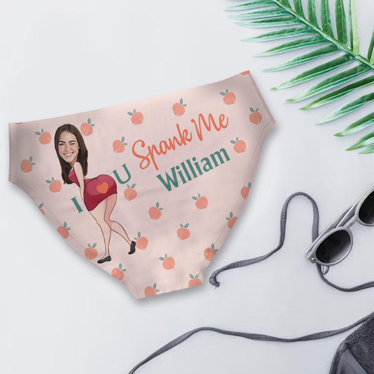 Spank Me Custom Photo And Name - Personalized Couple Women's Briefs