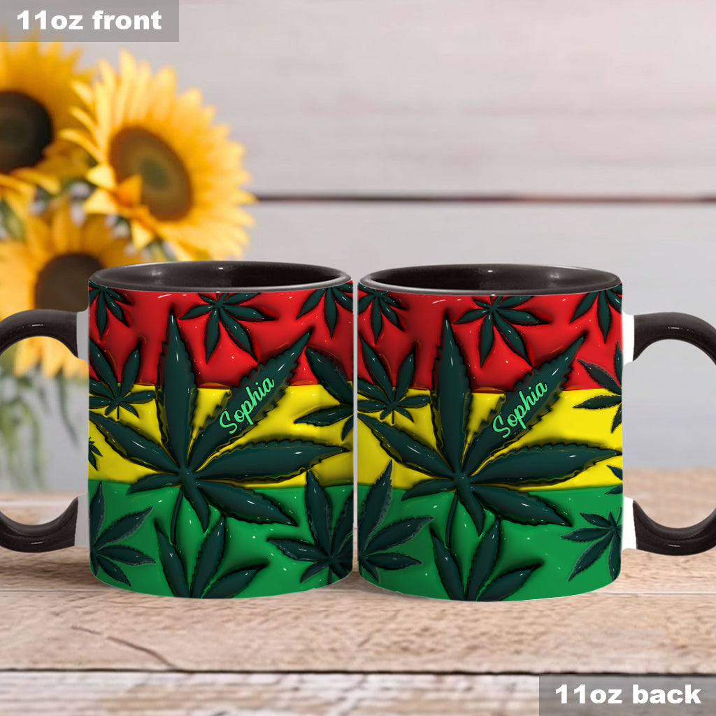 Aufblasbares Zauberblatt Rot Gelb Grün - Personalisierter Becher mit Cannabis-Akzent