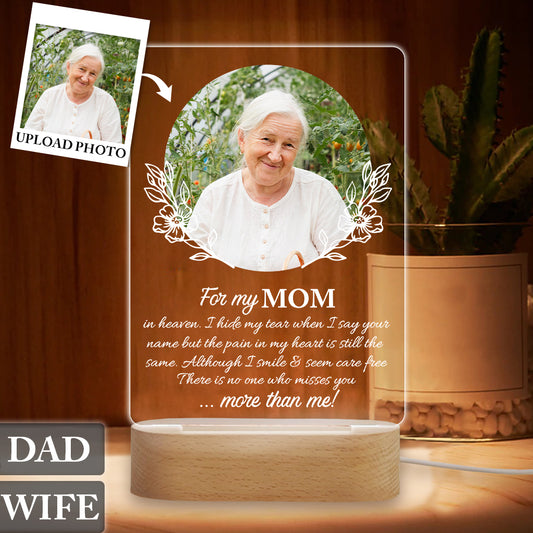 For My Any Title In Heaven I Hide My Tears When I Say Your Name - Personalized Mother Shaped Plaque Light Base