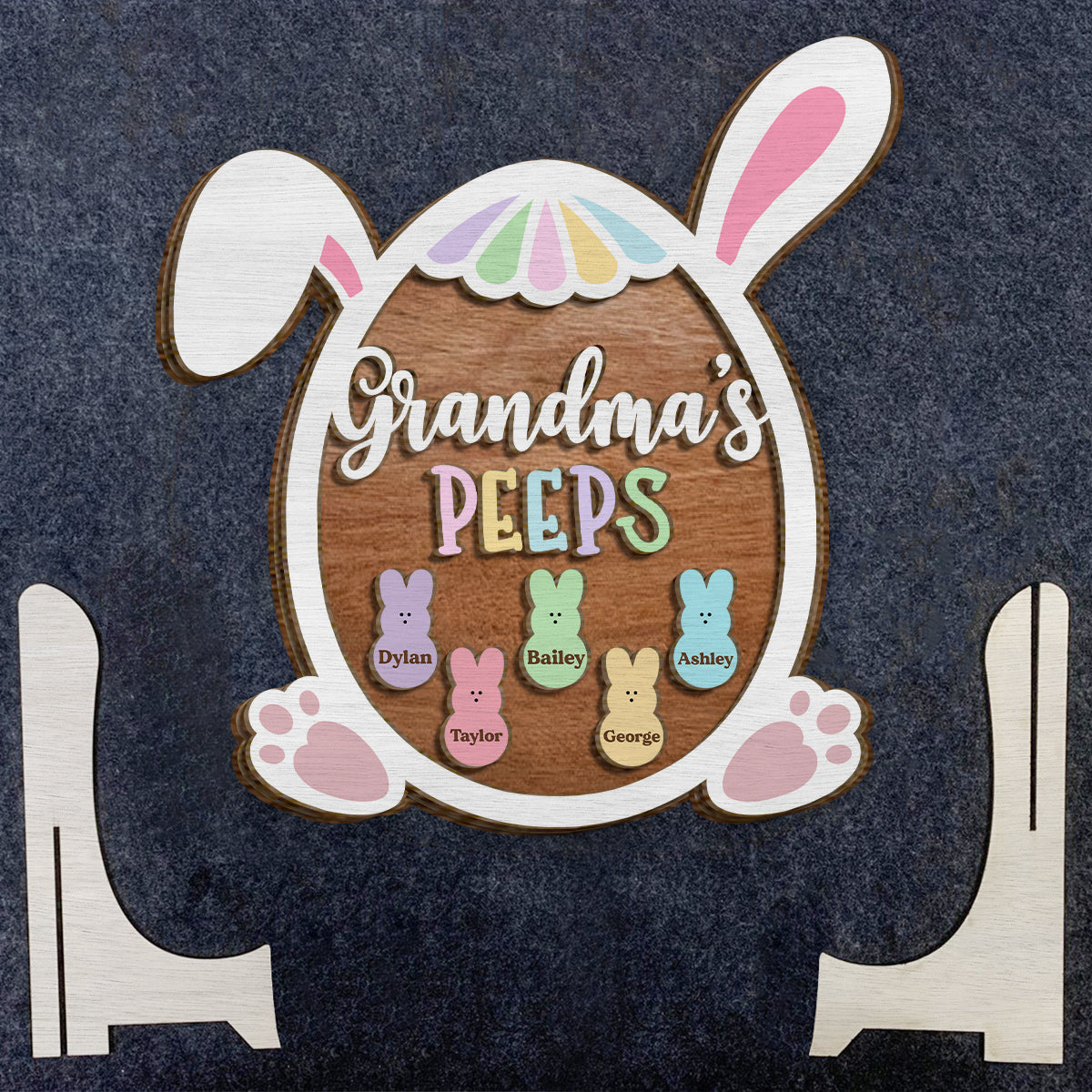 Grandma Nana Mimi Easter Peeps - Personalized Grandma 2 Layered Wood Sign / Wood Plaque