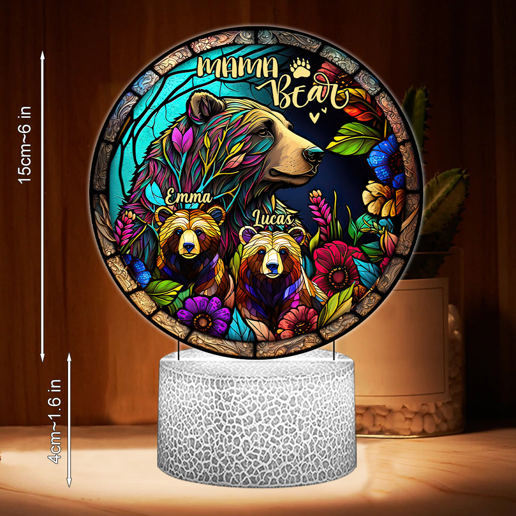 Mama Bear - Personalized Mother Shaped Plaque Light Base
