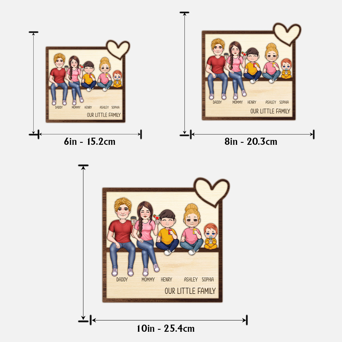 Notre petite famille - Panneau/plaque en bois personnalisé(e) à 2 couches