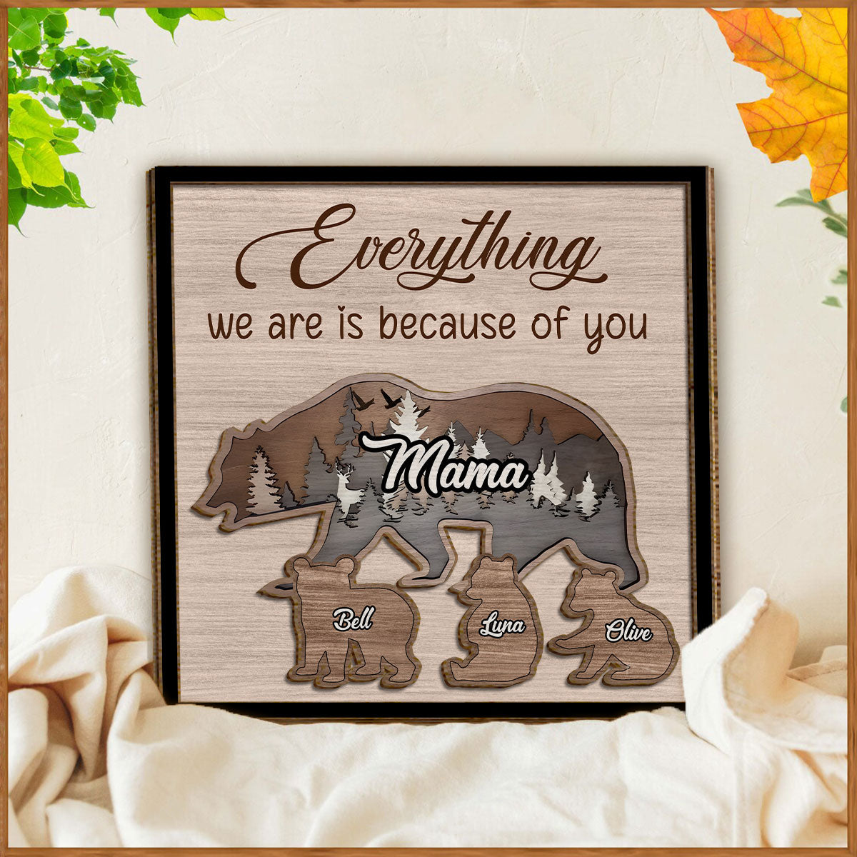 Mama Bear - Personalized Mother 2 Layered Wood Sign / Wood Plaque