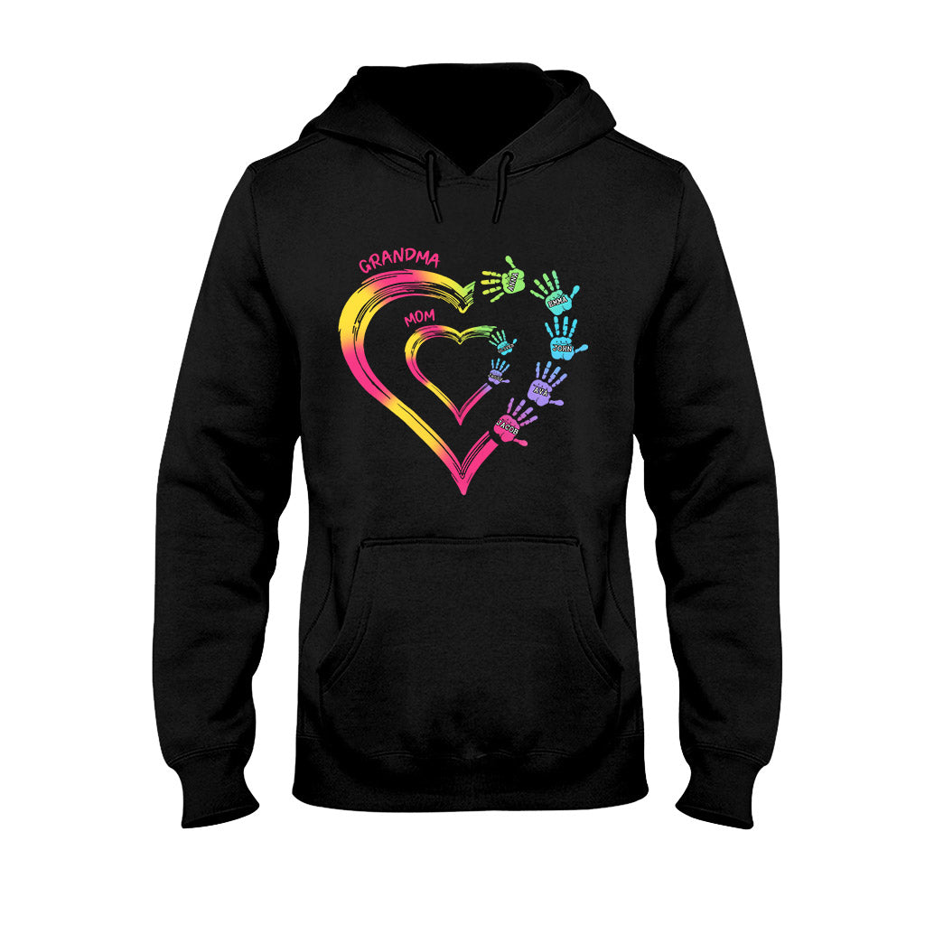 Any Title Of Mother And Grandma Double Heart Colorful - Personalized Grandma T-shirt And Hoodie