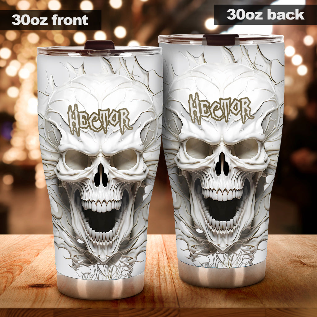 White Skull - Personalized Skull Tumbler