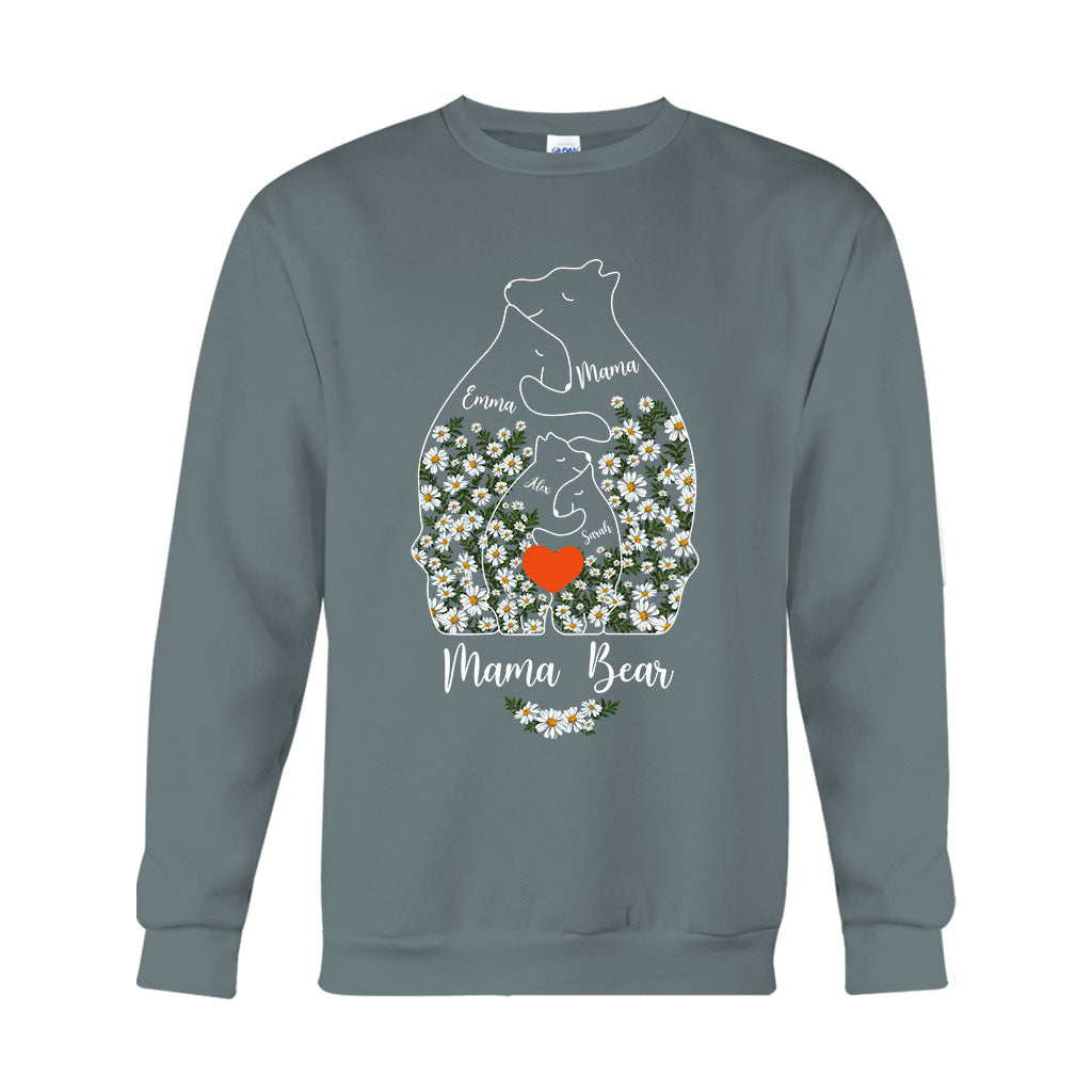 Floral Mama Bear And Cubs Hugging - Personalized Mother T-shirt And Hoodie