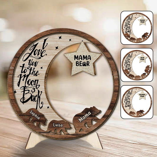 Mama Bear Custom Any Title - Personalized Mother 2 Layered Wood Sign / Wood Plaque