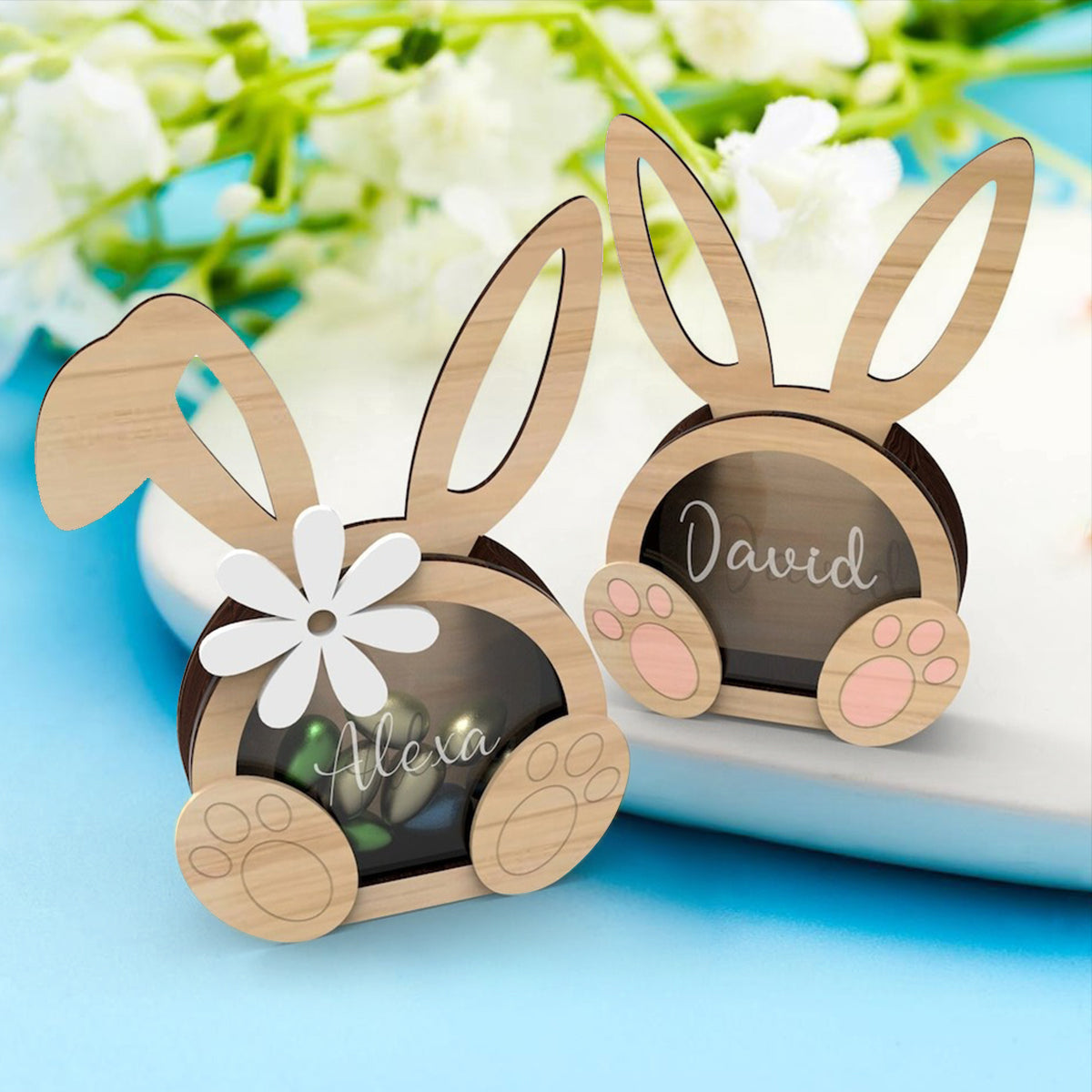 Personalisierte Osterhasenbox für Schokoladeneier
