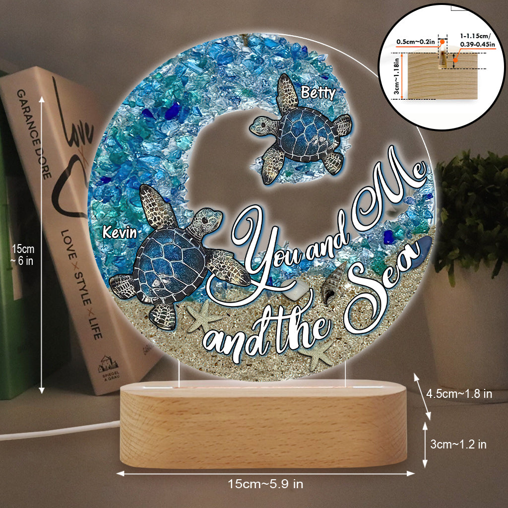 You And Me And The Beach - Personalized Couple Shaped Plaque Light Base