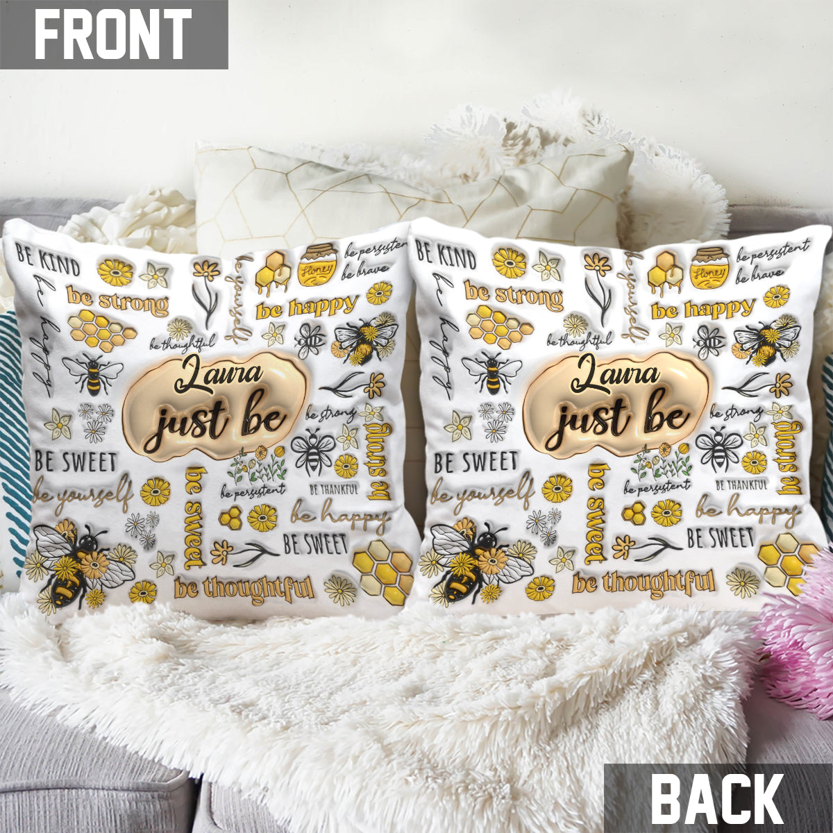Juste être heureux - Coussin décoratif personnalisé