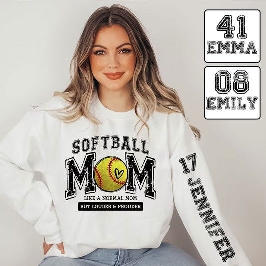 Softball-Mama – Lauter und stolzer – Personalisiertes Softball-Shirt mit Allover-Print