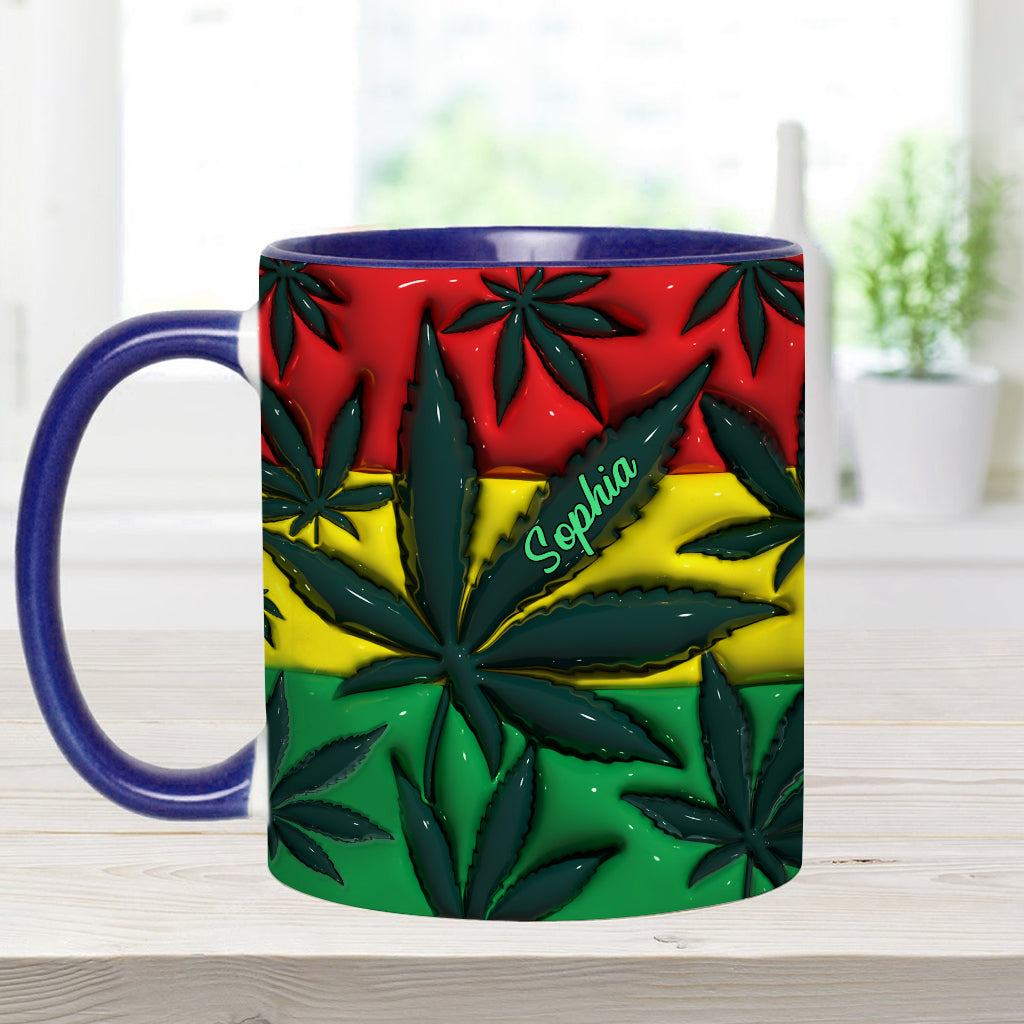 Aufblasbares Zauberblatt Rot Gelb Grün - Personalisierter Becher mit Cannabis-Akzent