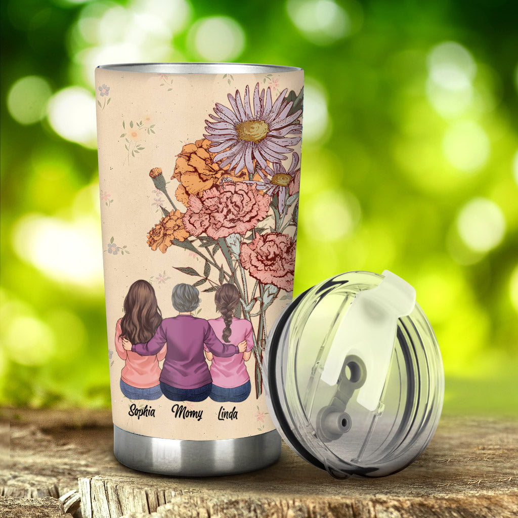 Mother And Children Birth Flowers - Personalized Mother Tumbler