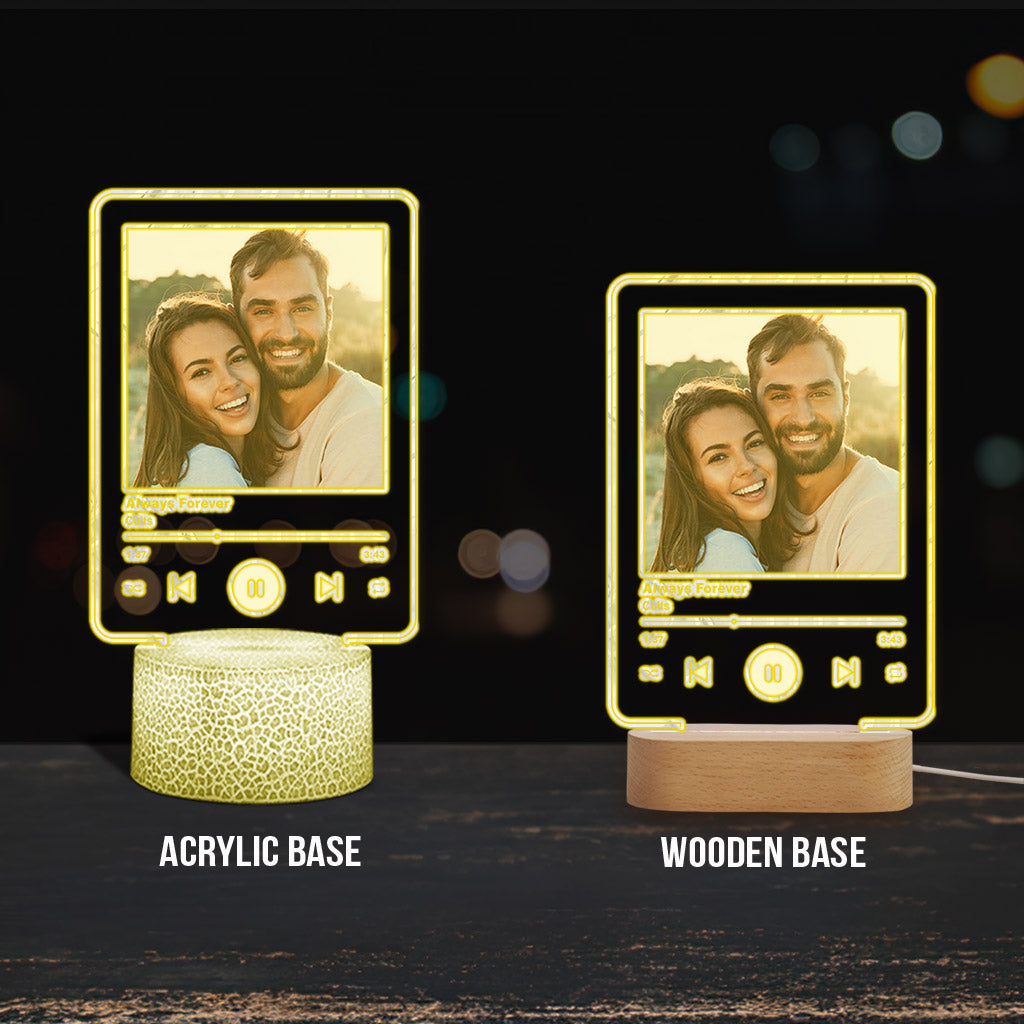 Any Photo And Favorite Song - Personalized Couple Shaped Plaque Light Base