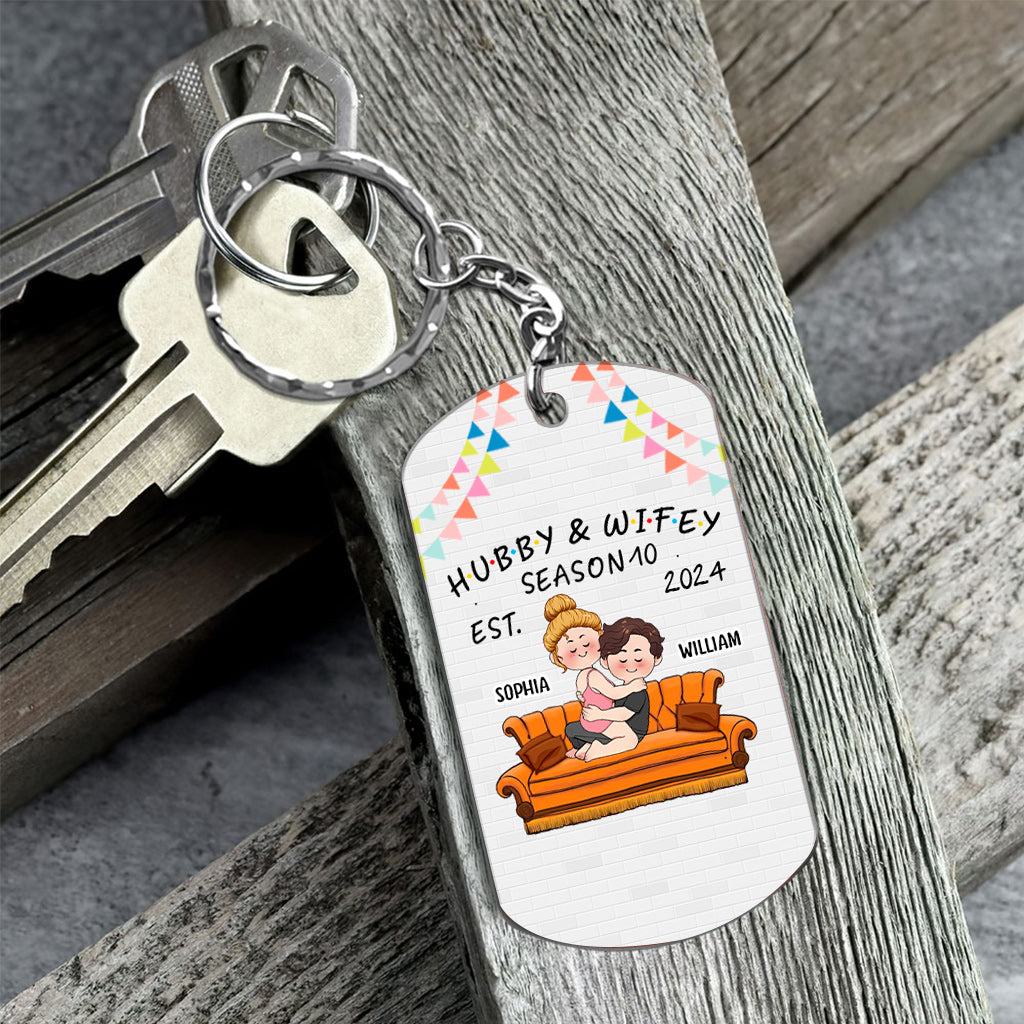Hubby & Wifey - Personalized Husband And Wife Stainless Steel Keychain