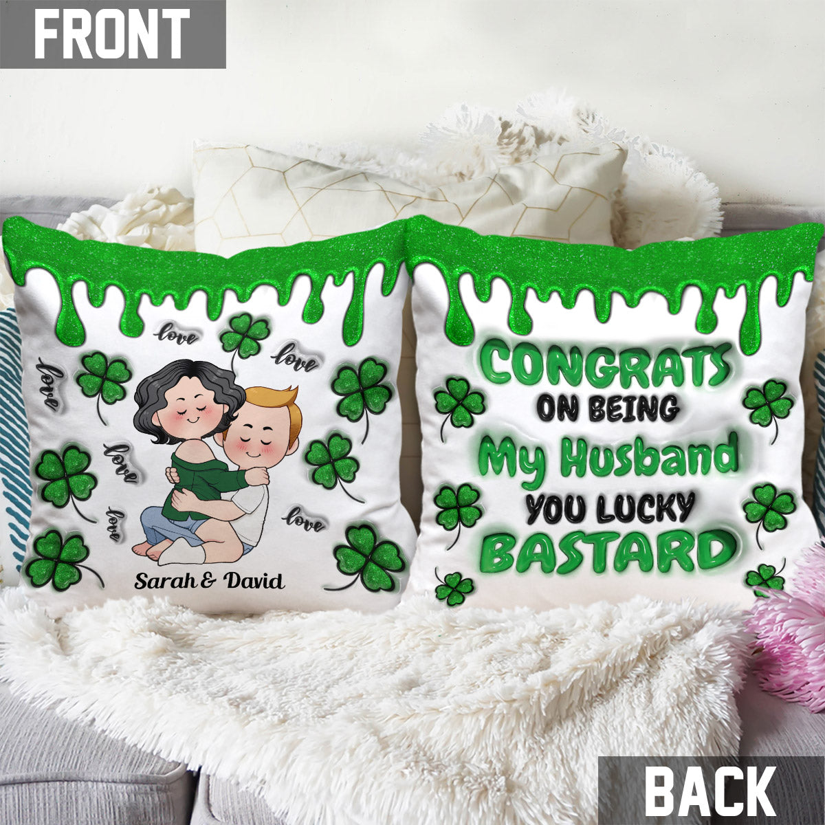 Congrats On Being My Husband - Personalized Husband And Wife Throw Pillow