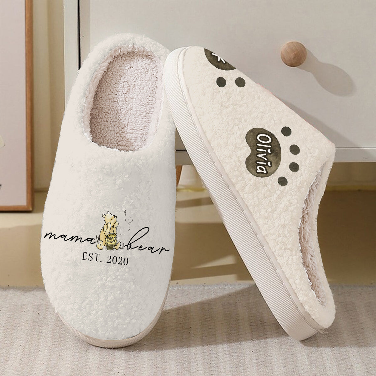 Mama Bear Est. - Personalized Mother Slippers