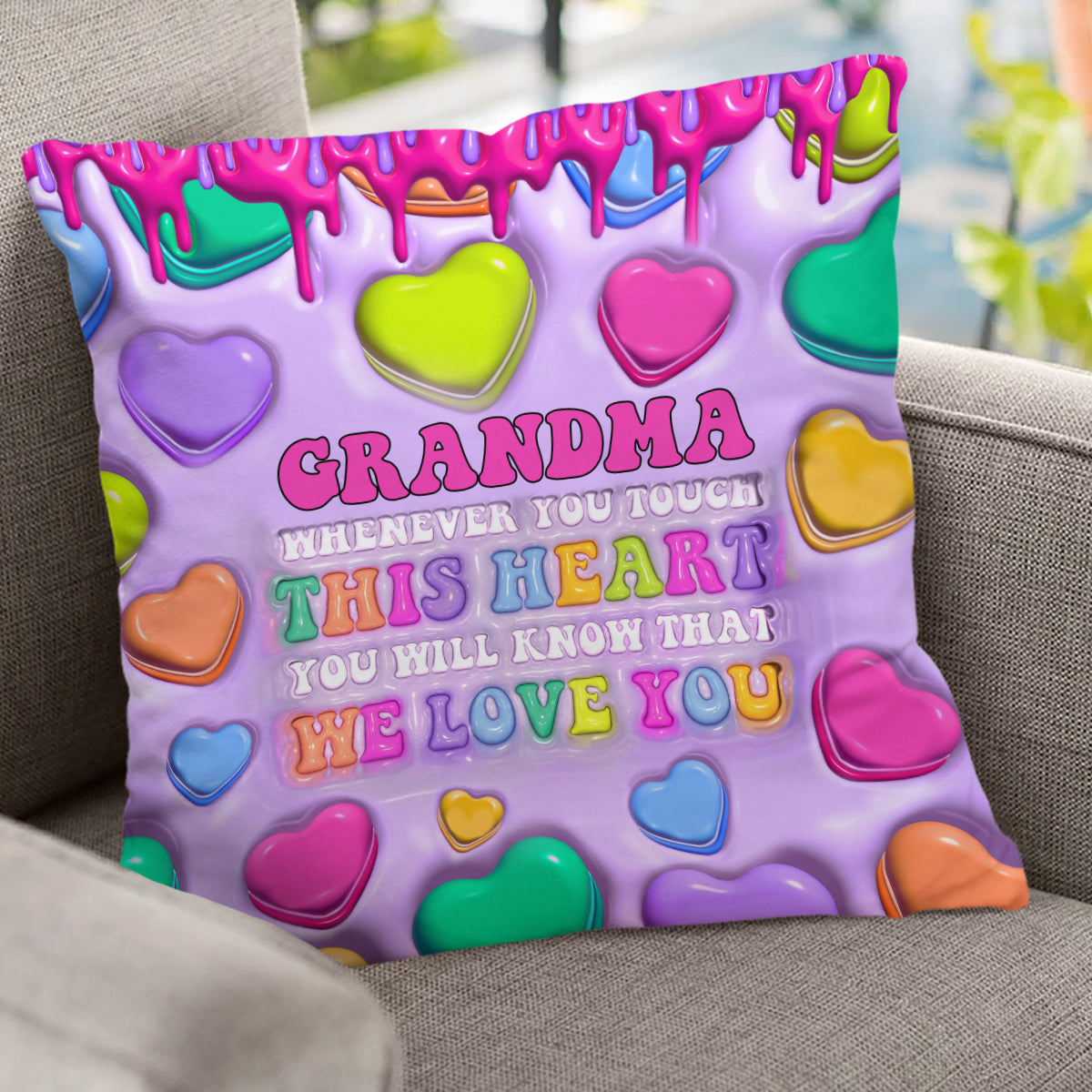 Touch This Heart Love You Grandma Nana Gigi - Personalized Grandma Throw Pillow