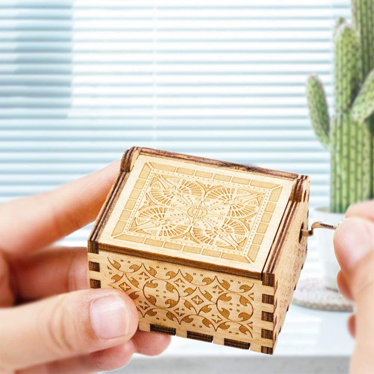 Mother And Daughter Forever Linked Together Watercolor Landscape - Personalized Mother Hand Crank Music Box