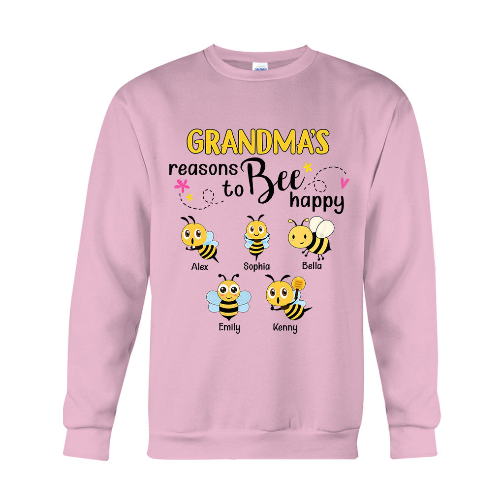 Grandma's Reasons To Bee Happy - Personalized Bee T-shirt And Hoodie